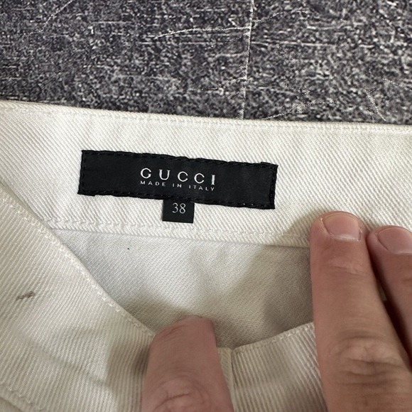 Women's Gucci Eco Washed Organic Cotton Flare White Jeans Pants Sz IT 38 (US S) - Picture 3 of 7